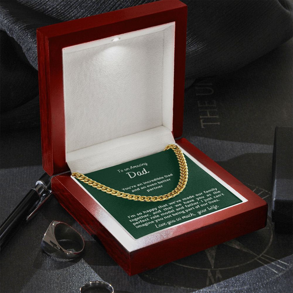 Gift for Husband, Cuban Link Chain Necklace, from wife, for Father's Day, Birthday, Christmas, sentimental present