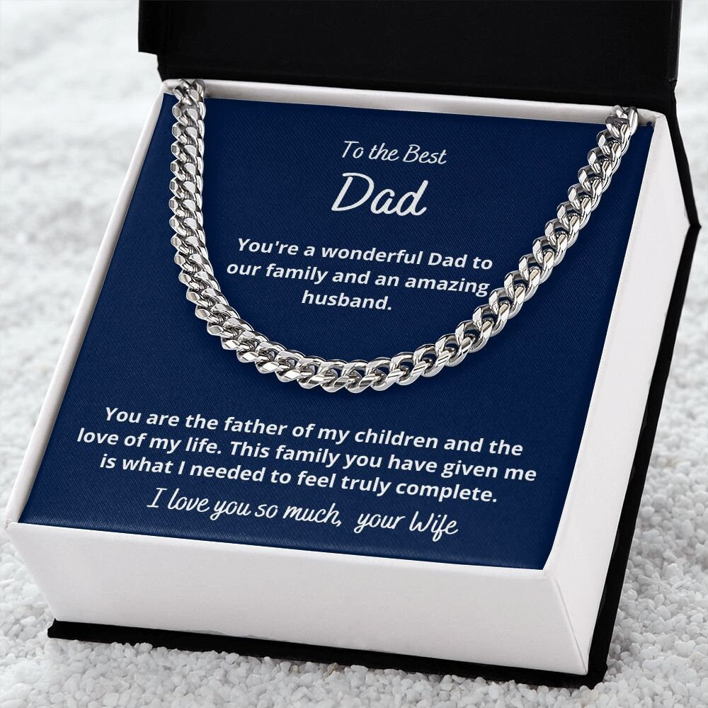 Gift to husband, Cuban Link Chain necklace, from Wife, for Father's day, Birthday, Christmas, Anniversary