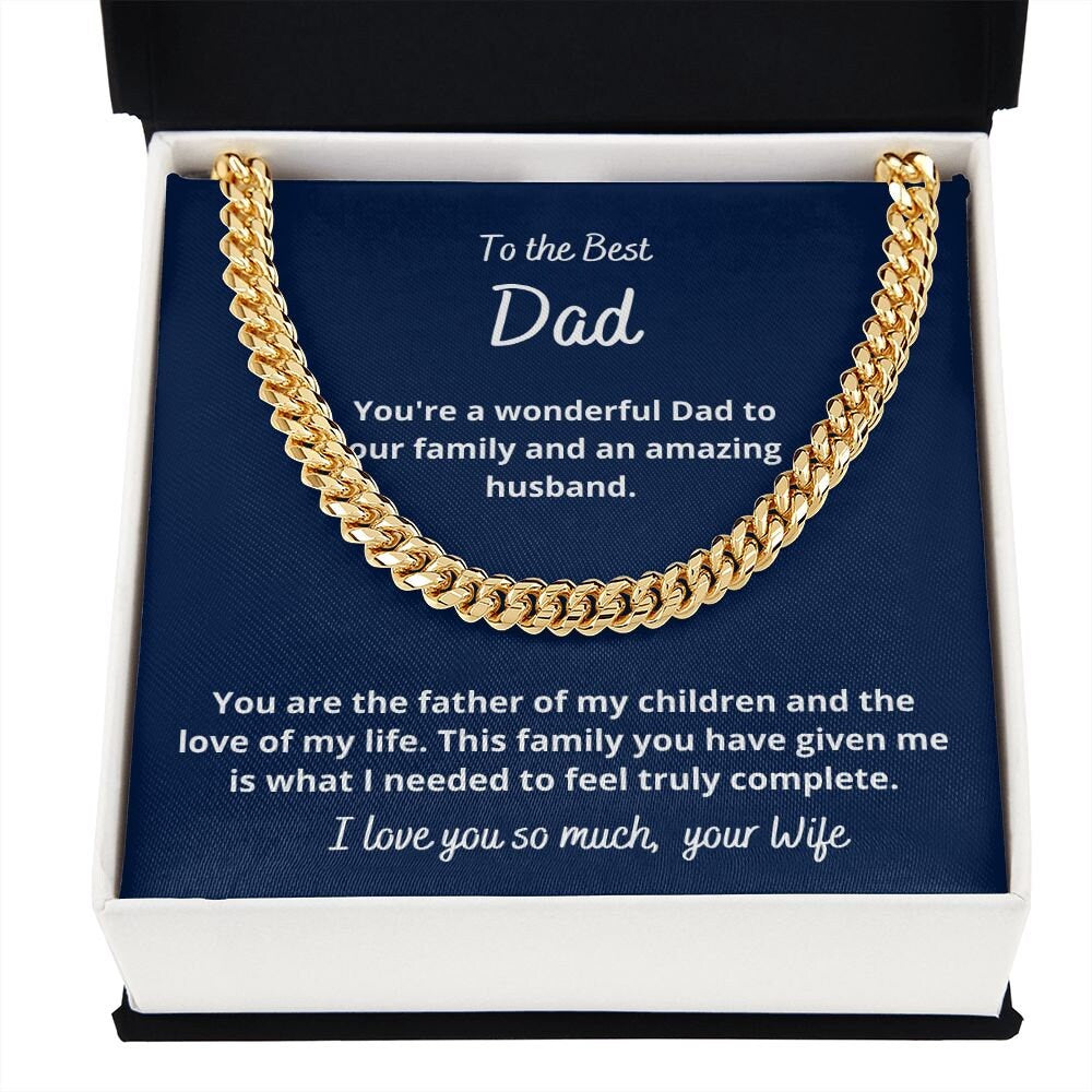 Gift to husband, Cuban Link Chain necklace, from Wife, for Father's day, Birthday, Christmas, Anniversary