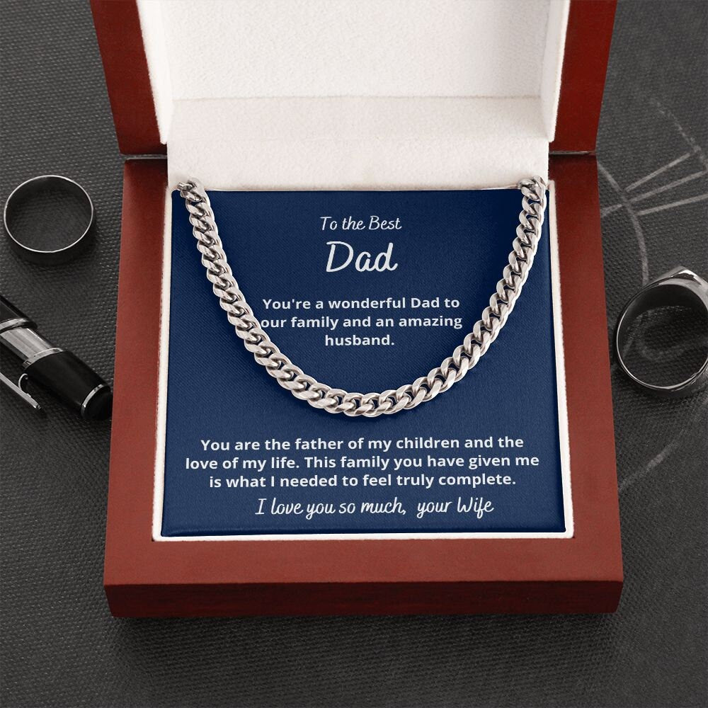 Gift to husband, Cuban Link Chain necklace, from Wife, for Father's day, Birthday, Christmas, Anniversary