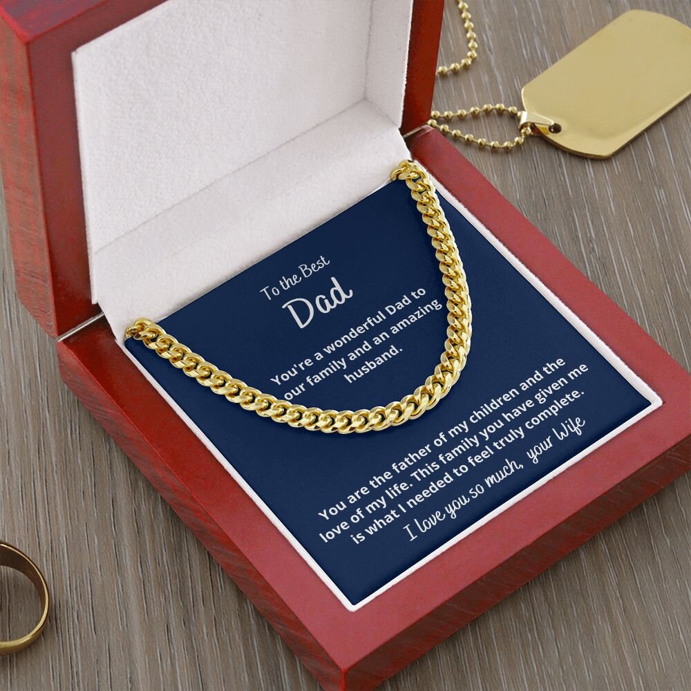 Gift to husband, Cuban Link Chain necklace, from Wife, for Father's day, Birthday, Christmas, Anniversary