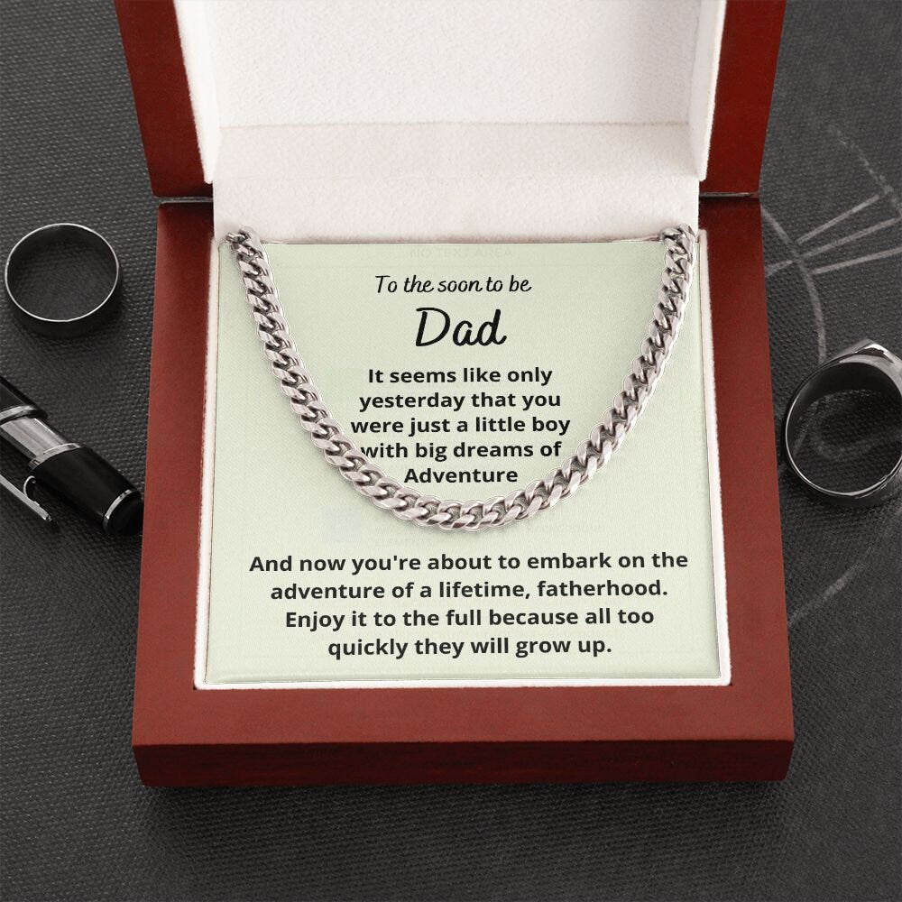 Gift for soon to be Dad, Cuban Link Chain Necklace from Wife or Grandparents, Expectant Dad Gift