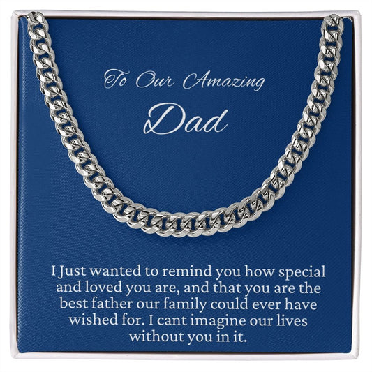 Gift for Dad, Cuban Link Chain Necklace, Fathers Day present, Birthday gift, Christmas present, from Son, from Daughter, from Wife