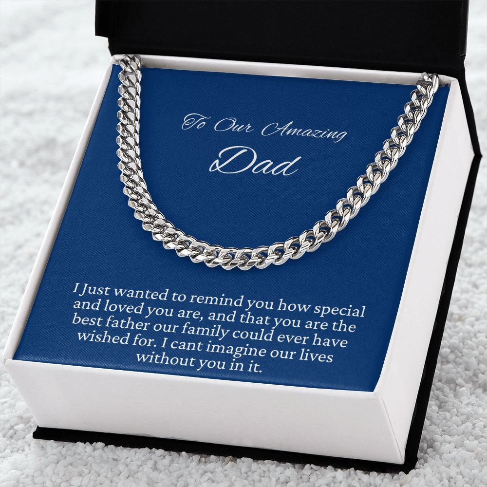 Gift for Dad, Cuban Link Chain Necklace, Fathers Day present, Birthday gift, Christmas present, from Son, from Daughter, from Wife