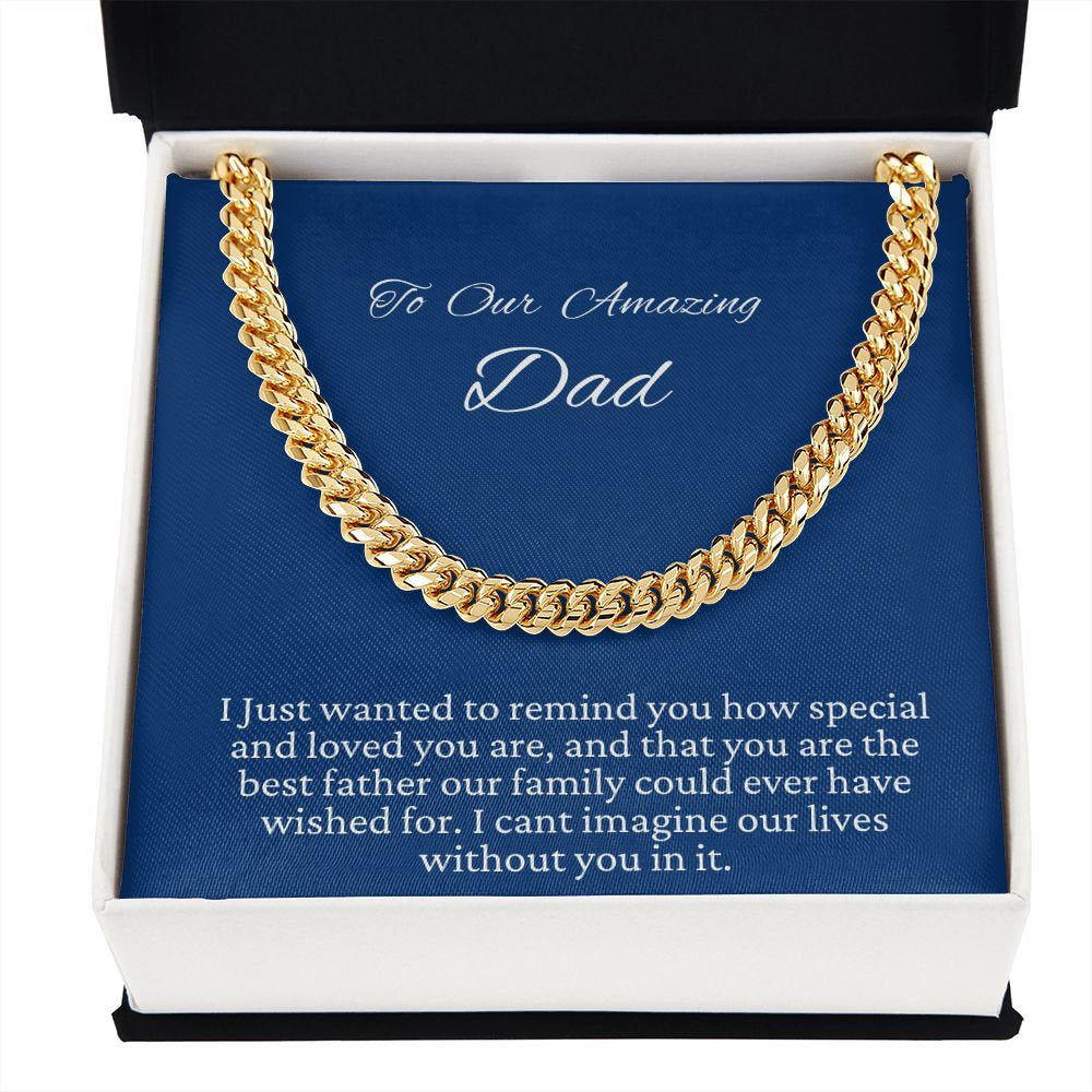 Gift for Dad, Cuban Link Chain Necklace, Fathers Day present, Birthday gift, Christmas present, from Son, from Daughter, from Wife