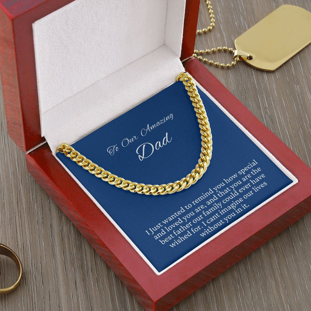 Gift for Dad, Cuban Link Chain Necklace, Fathers Day present, Birthday gift, Christmas present, from Son, from Daughter, from Wife