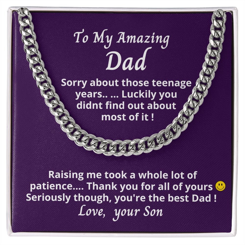 Gift for Dad from Son, Cuban Link Chain necklace, Gift for Birthday, Father's Day, Christmas present, Funny