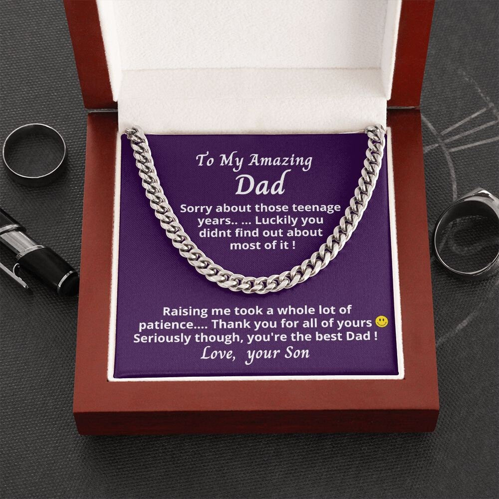 Gift for Dad from Son, Cuban Link Chain necklace, Gift for Birthday, Father's Day, Christmas present, Funny