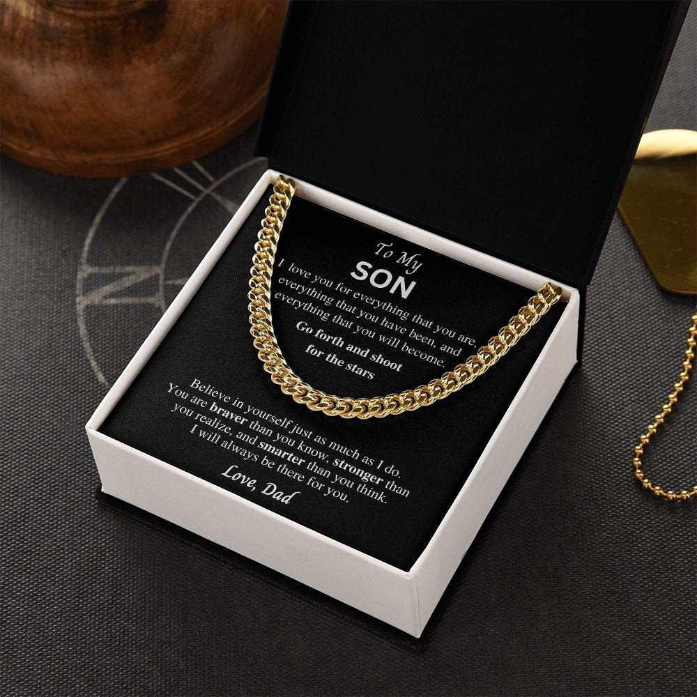 Gift to Son from Dad, Cuban link chain necklace, Gift for Birthday, Christmas, Graduation present, Sentimental gift