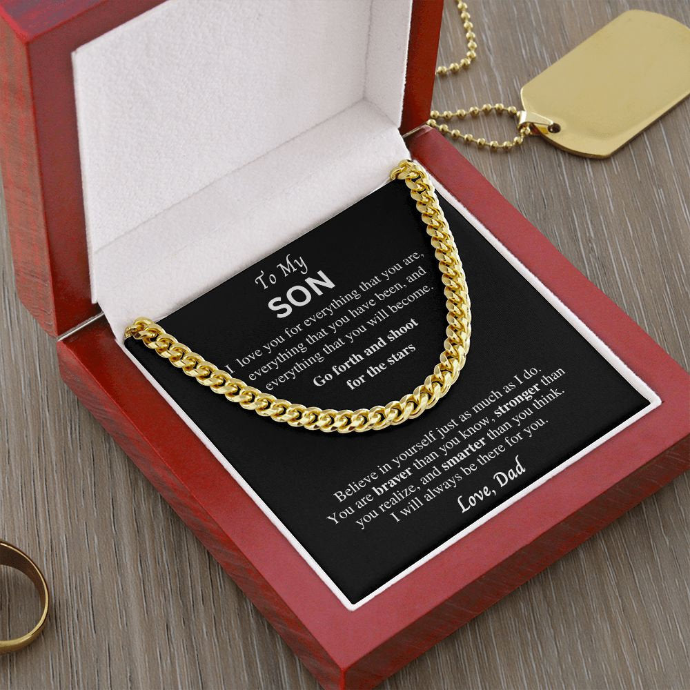 Gift to Son from Dad, Cuban link chain necklace, Gift for Birthday, Christmas, Graduation present, Sentimental gift