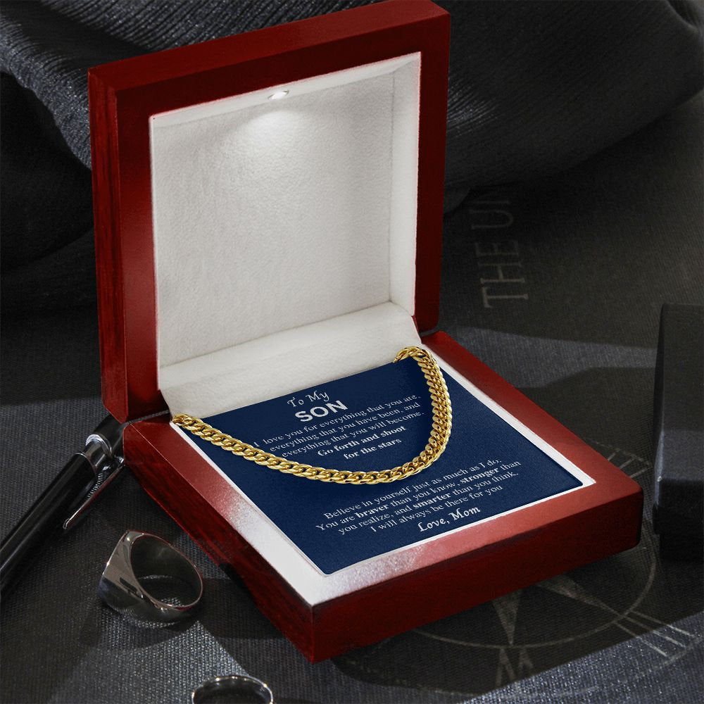 Gift to Son from Mom, Cuban Link Chain necklace, gift for Birthday, Christmas, Graduation. Sentimental present